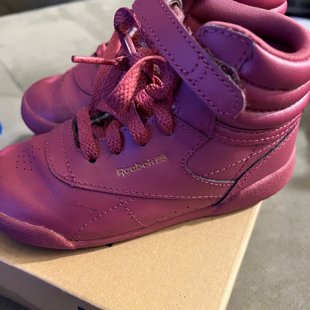 Kids Berry/Rose Gold Reebok Classic Sneakers